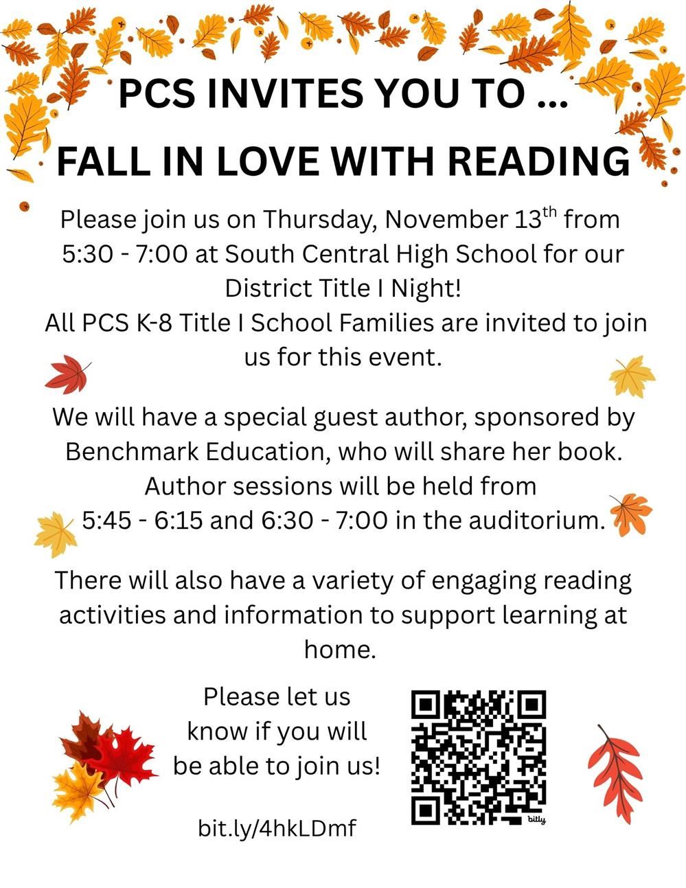  Fall In Love With Reading Title 1 Invitation